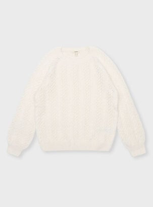 Sweater Liso Manga Larga Crudo Casual,Blanco,hi-res