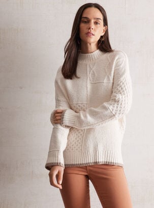 Sweater Tejido Patchwork,Natural,hi-res