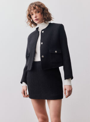 Falda Mini Textura Tweed,Negro,hi-res