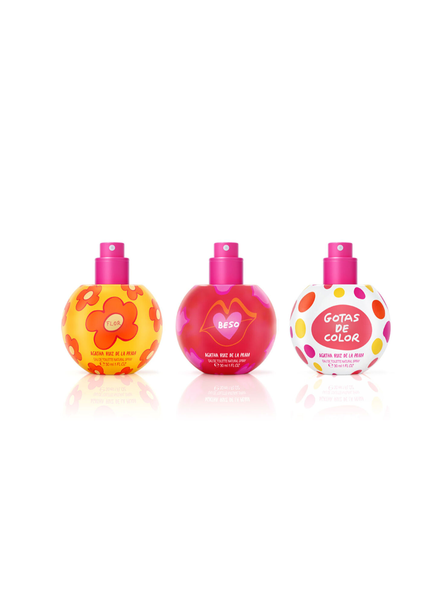 Set Perfumes Agatha Ruiz de la Prada Bubbles Gotas de Color EDT 30 ml +  Beso DT 30 ml + Flor EDT 30 ml - Sets de Perfumes 