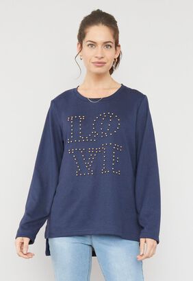 Sweater Camant Focal Print Navy - Mujer Corona,hi-res