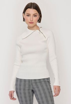 Sweater Mujer Cuello Cruzado Crudo Corona,hi-res