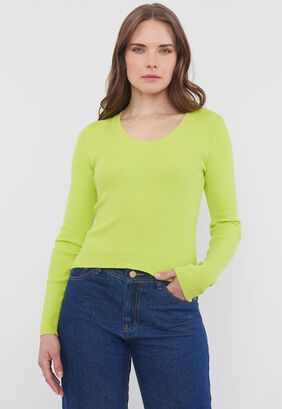 Sweater Mujer Rib Verde Limón Corona,hi-res