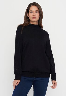 Sweater Mujer Aplicación Strass Negro Corona,hi-res