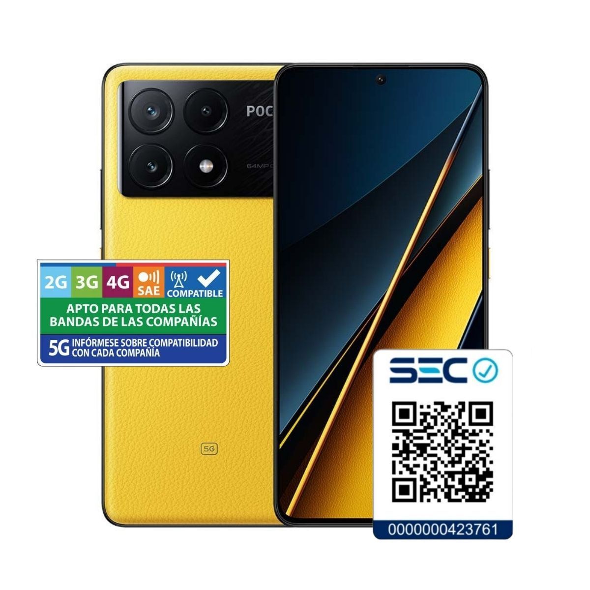 Smartphone xiaomi poco x6 pro 8gb - 256gb - 6.67' - 5g - amarillo