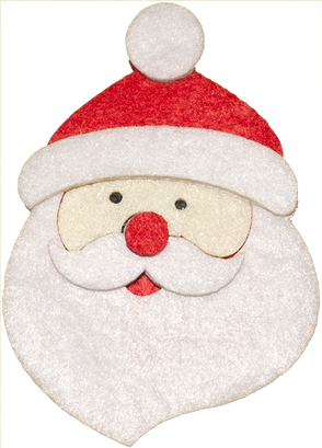Cara de viejo pascuero en paño lenci Navidad 8cm x 5.5cm,hi-res