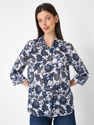 Camisa Diseño Floral Azul Tommy Hilfiger,hi-res