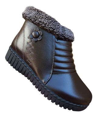 Zapato De Mujer Para Invierno Chiporro Adorno De Flor Marrón - 7153,hi-res