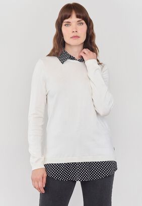 Sweater Mujer Blusa Falsa Blanco Corona,hi-res