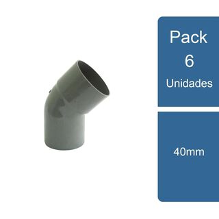Pack 6 Codo 45º PVC Sanitario Gris 40mm PVC,hi-res
