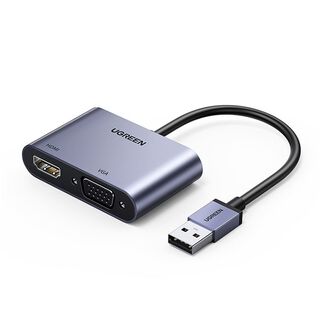 Convertidor de Video USB-A 3.0 M a HDMI H/VGA H 1080P Máx. Aluminio,hi-res